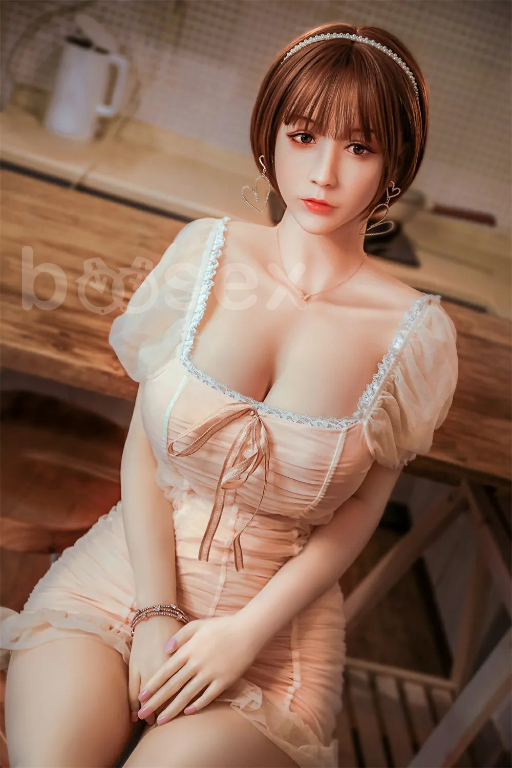 Boosex 158cm TPE Big Breast Brown red eyes, Sex Doll with E-Cup
